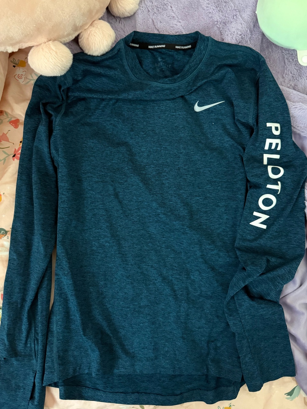 Nike X Peloton Teal Blue Long Sleeve Athletic Top
